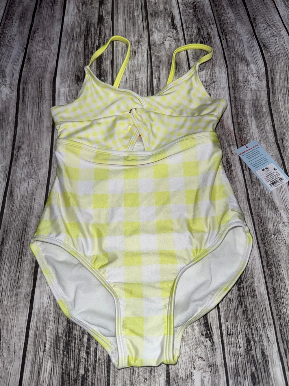 Cat & Jack Kids Yellow Gingham One-Piece Swimsuit